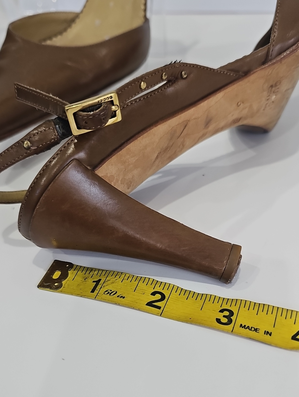 GUCCI Brown Leather Heel Size 6 Slingback Pumps pointed - Picture 14 of 14